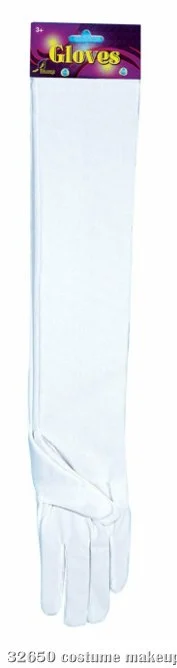 Elbow Length Nylon Gloves (White)