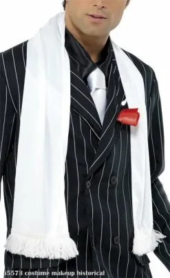 1920's (White) Adult Scarf With Tassels